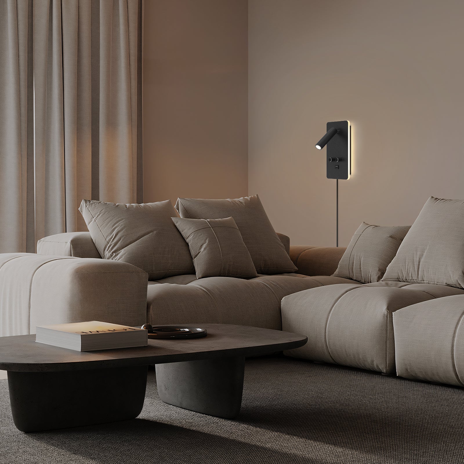 M04 Wall Lamp with Stepless Dimming & USB Charging - Modern Living Room Lighting