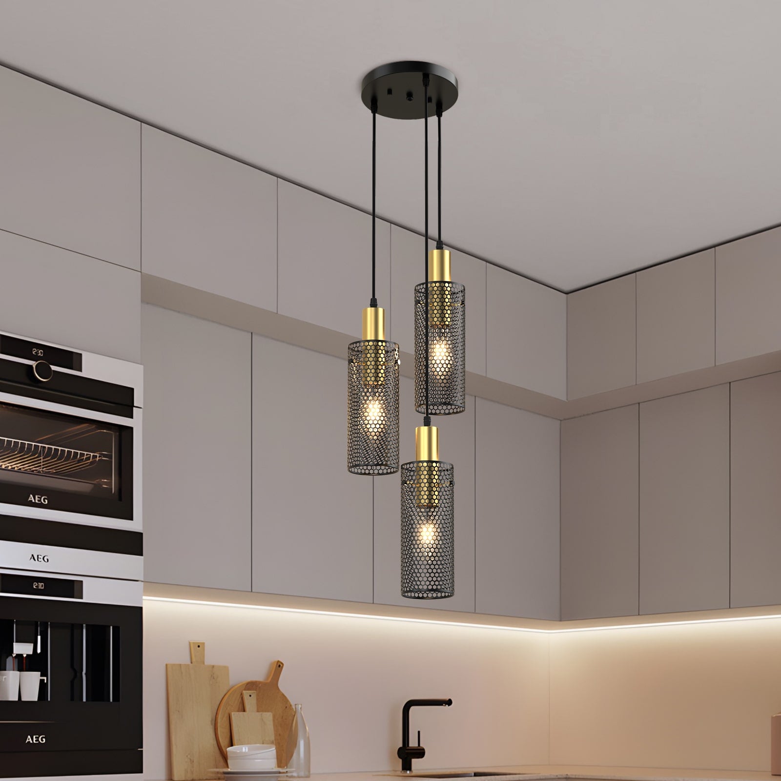 M08 3-Light Modern Pendant Lighting Adjustable Glass Pendant for All Home Styles