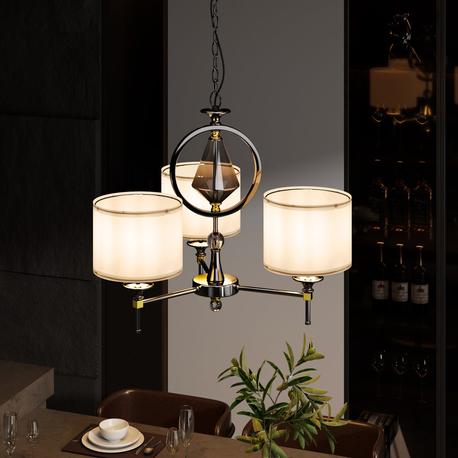 C06-3 Modern Diamond 3-Light Pendant Light for All Home Styles