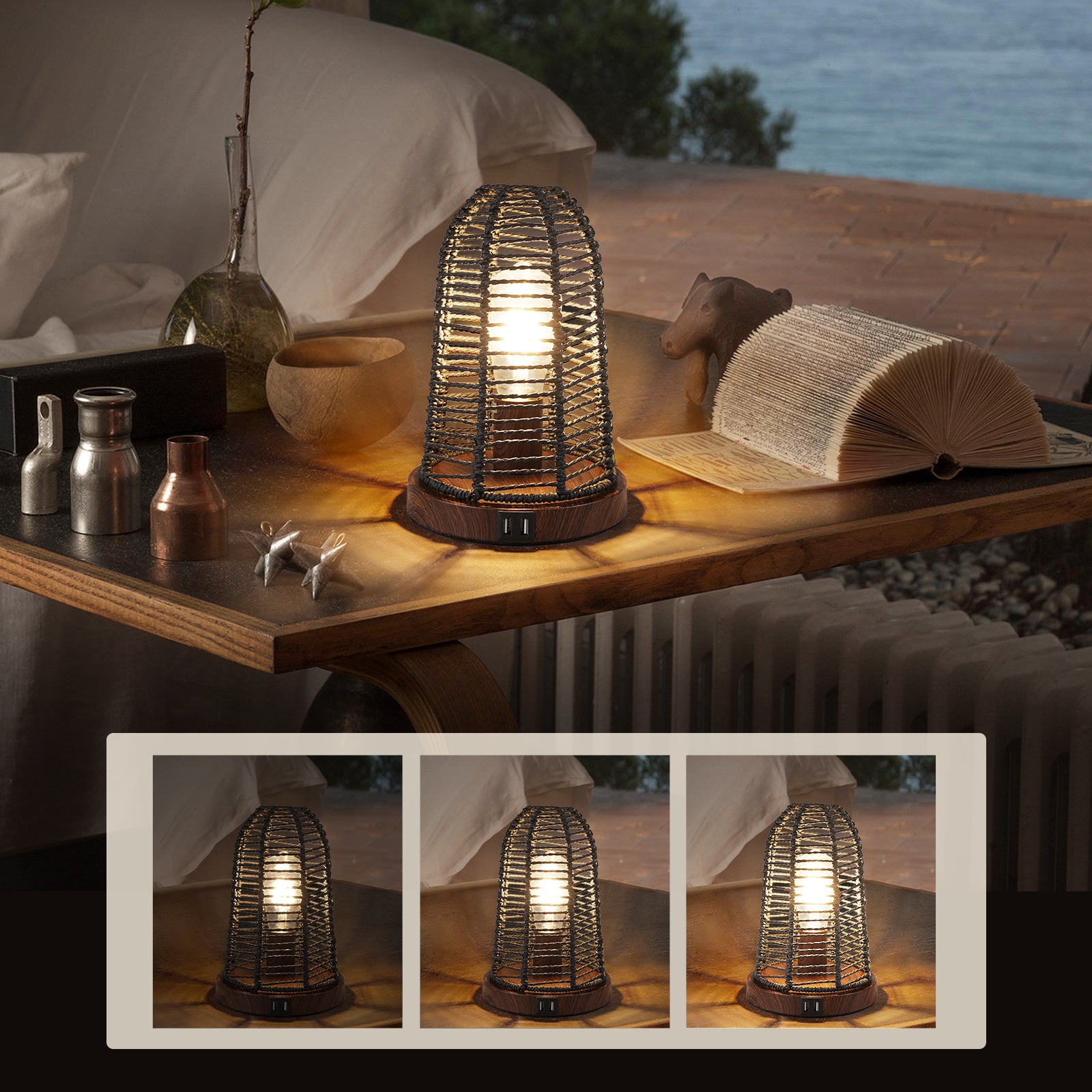 N04 3- Way Dimmable Touch Control Boho Table Lamp for Living Room