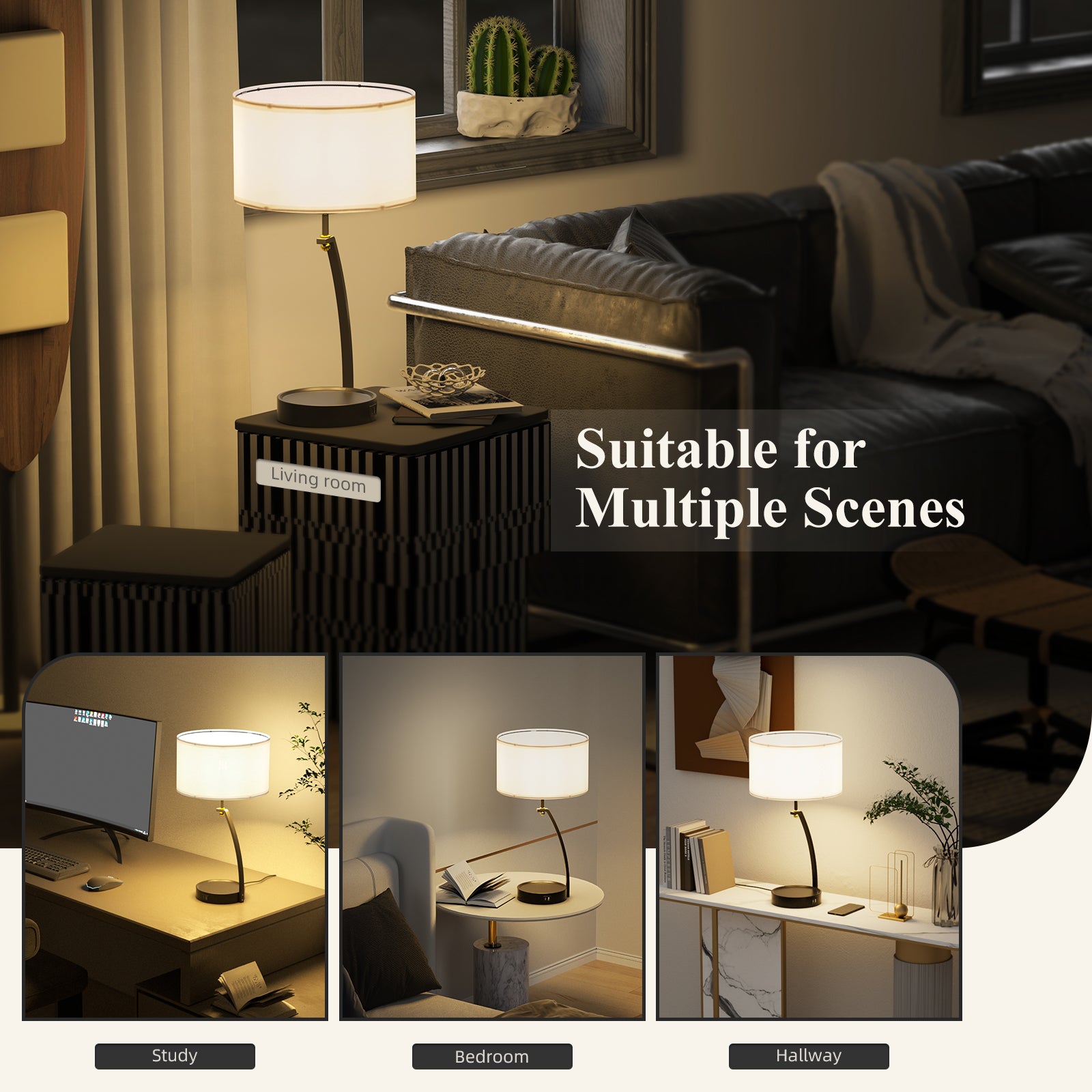 C07-2 Modern Desk Lamp 3 Way Dimmable Touch Lamp for Living Room