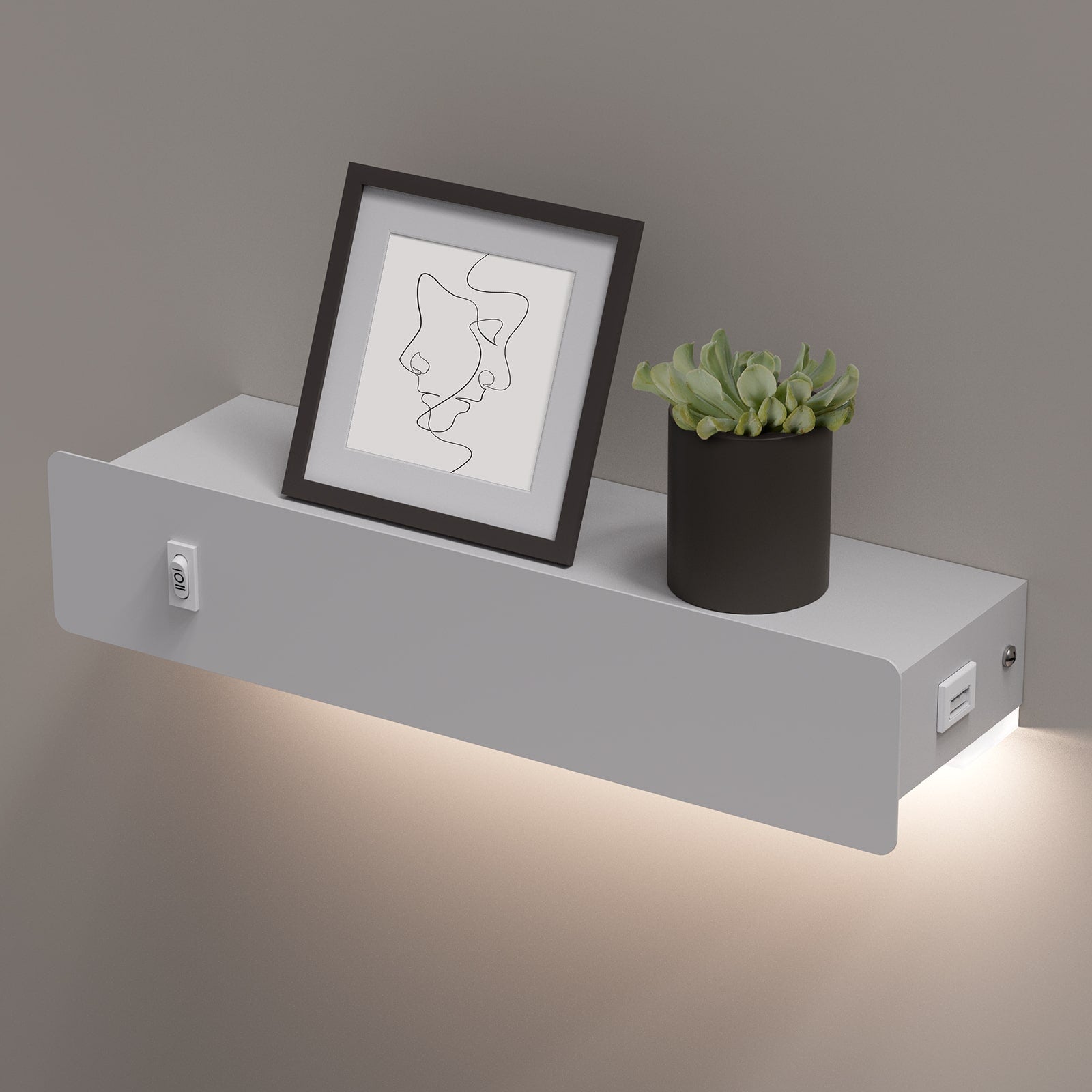 M12 Motion Sensor Wall Sconces LED Light with Shelf&USB Port