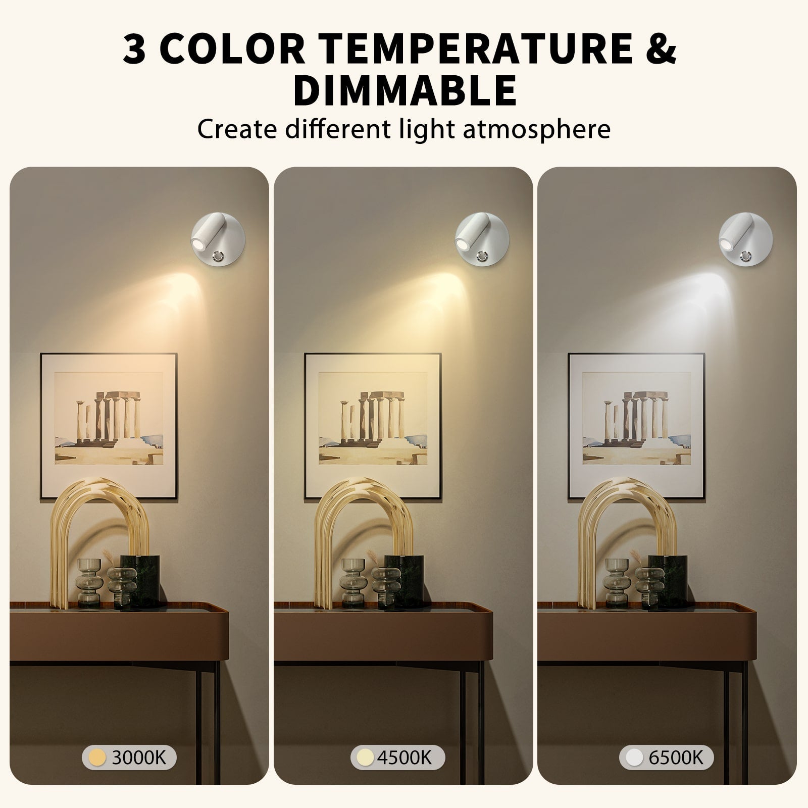 M09 LED Battery Operated Reading Wall Sconce Dimmable Magnetic for Kids Study Closet Bedroom