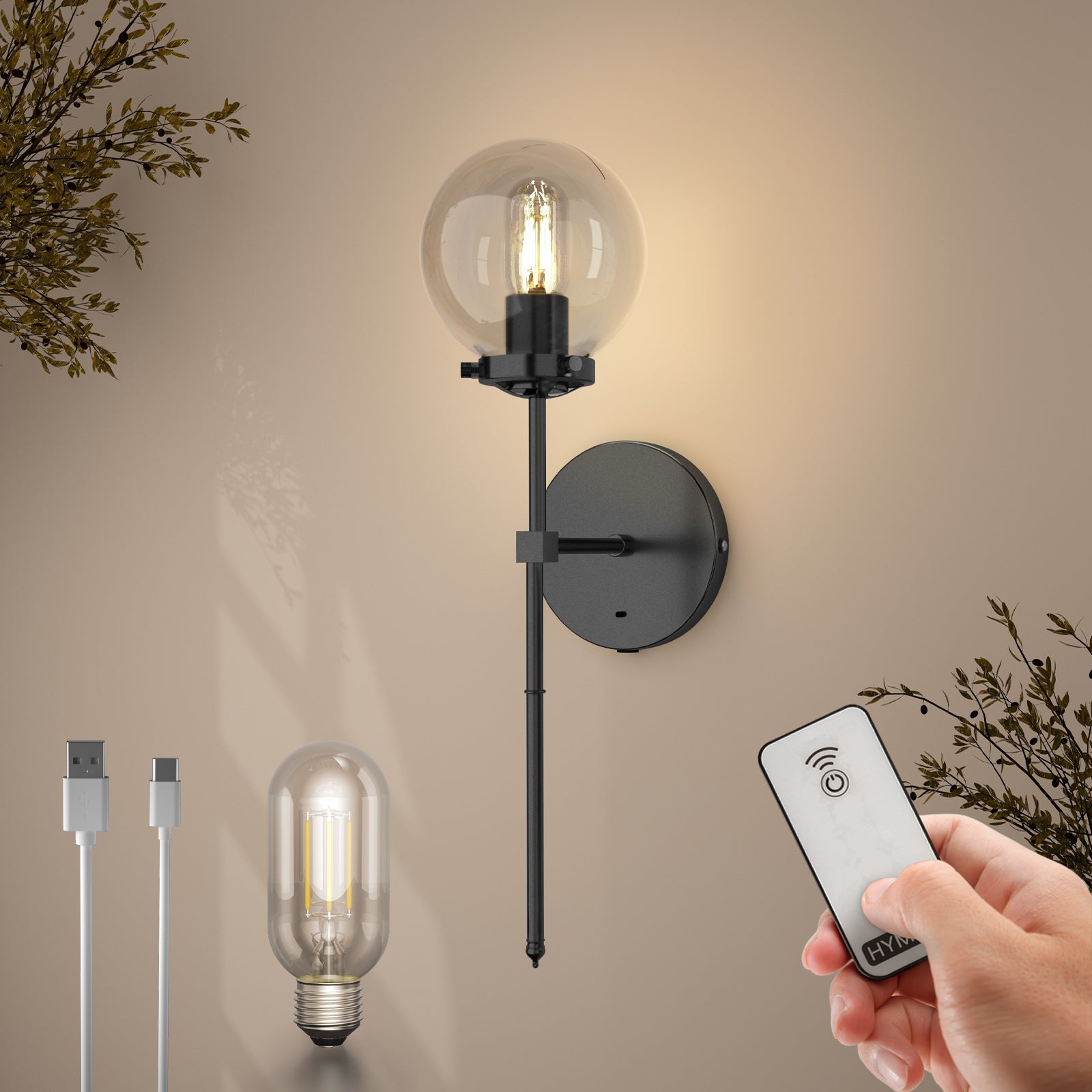 B04 Modern Battery Operated Wall Sconces with Remote For All Home Styles