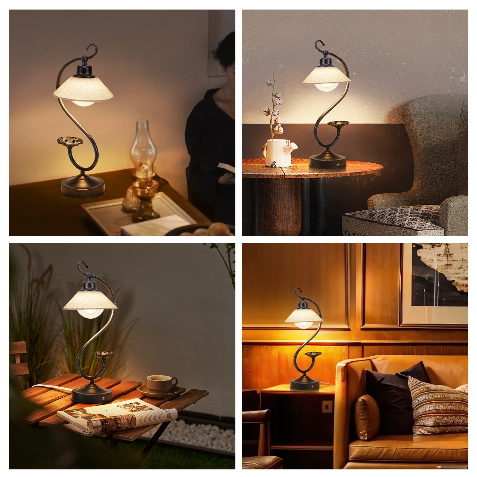 V05 Vintage Bedroom Flower Table Lamp - Dimmable Nightstand Lamps