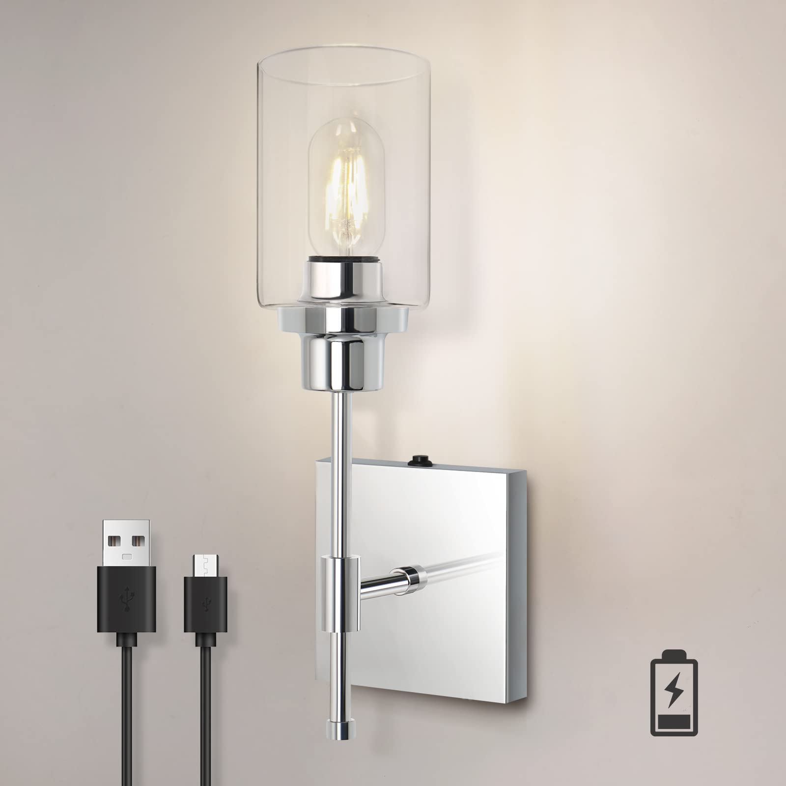 C02 Bedroom Cordless Wall Sconce Battery Operated