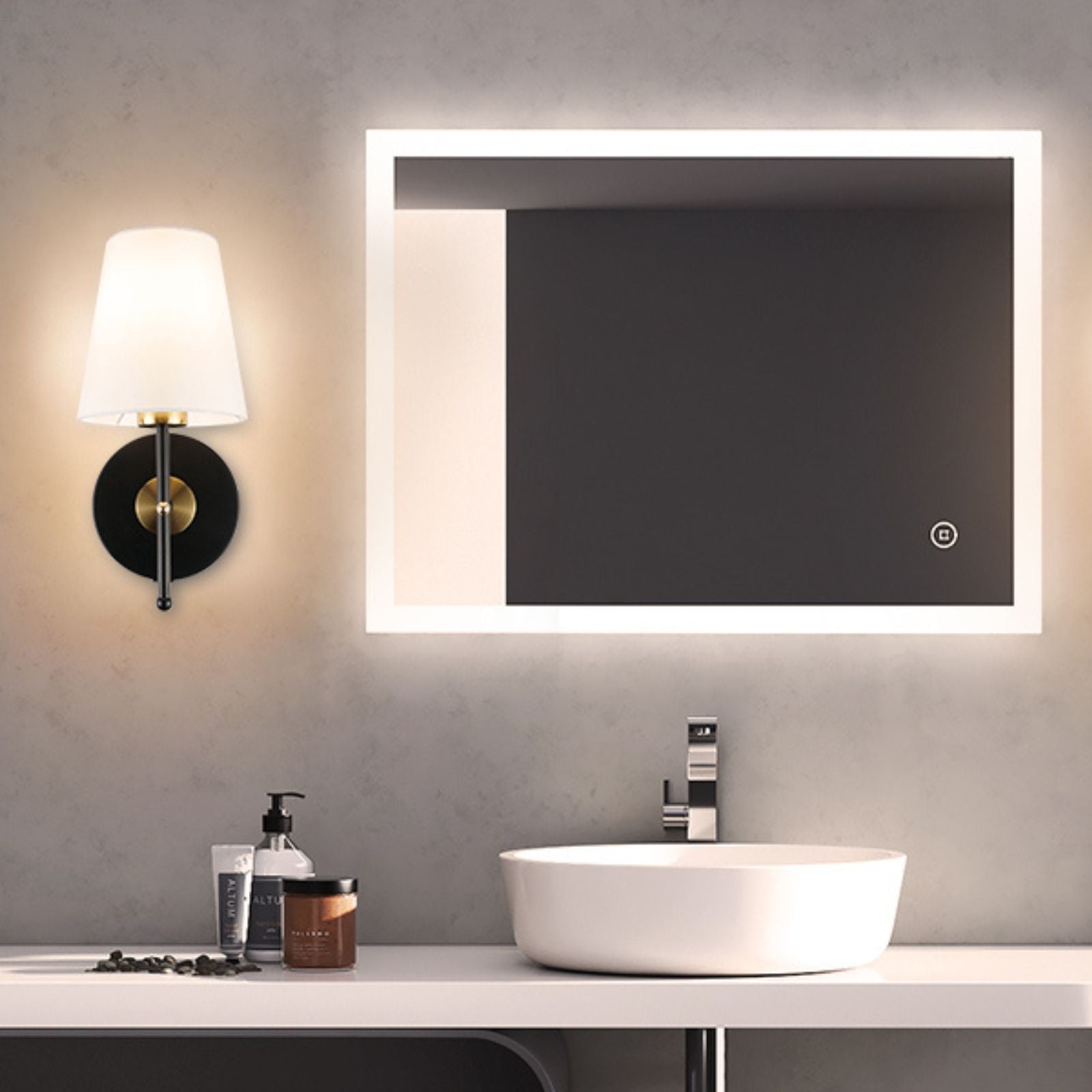 C01  Wireless Fabric Battery Operated Wall Lamp for Bathroom