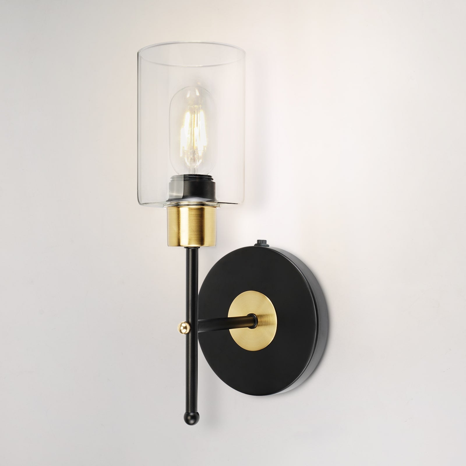 C01 Glass Shade Wall Lamp Battery Powered for Bedroom