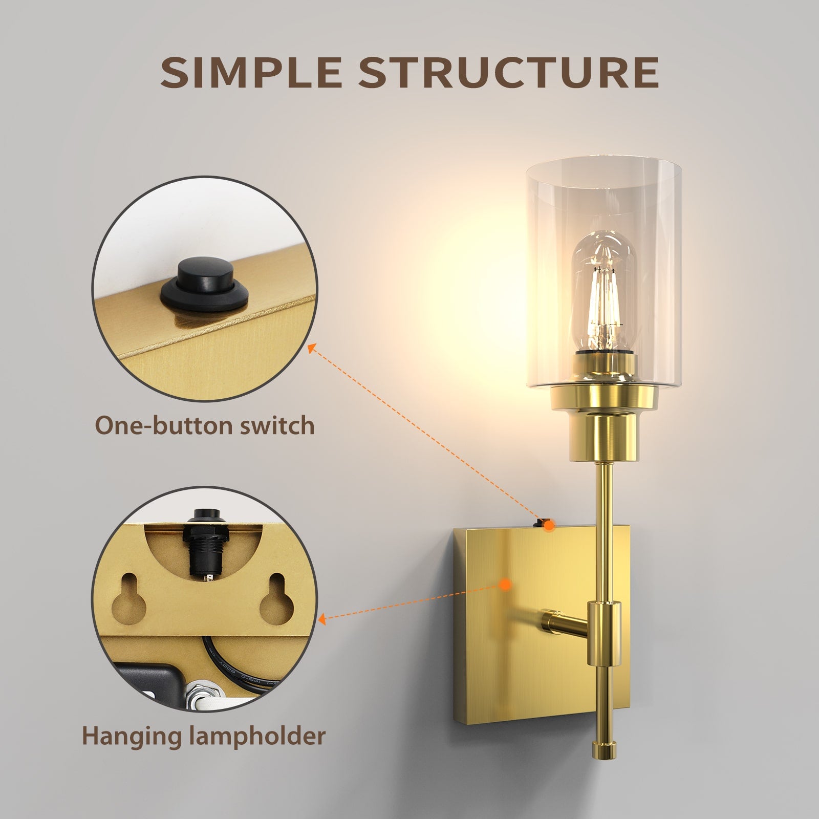 C01 Simple Wall Sconce Battery Operated Wireless for Dining Room