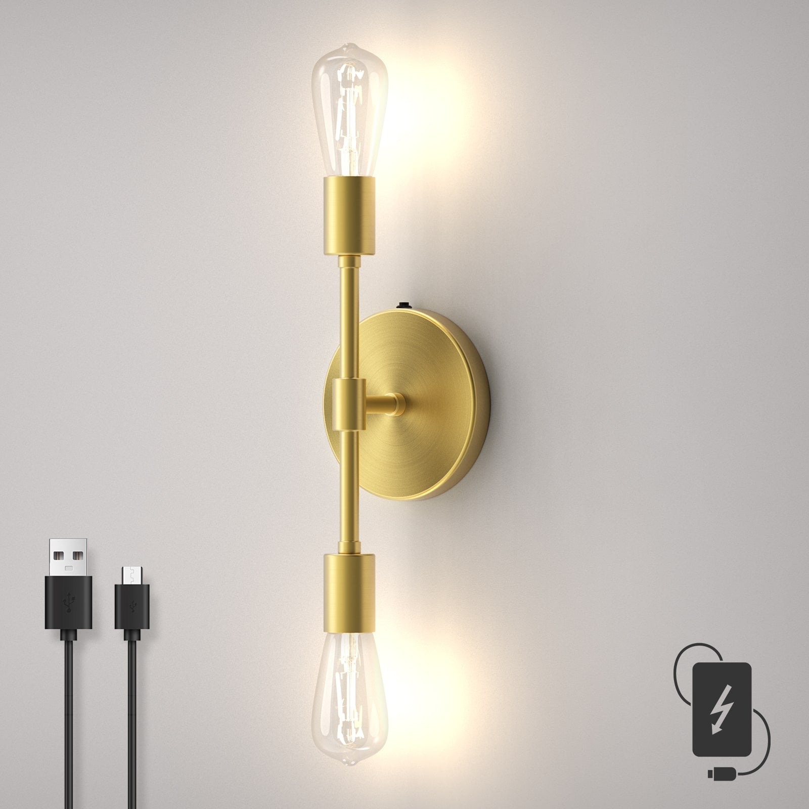 C05 2-Lights Wireless Battery Operated Wall Lamp for Hallway