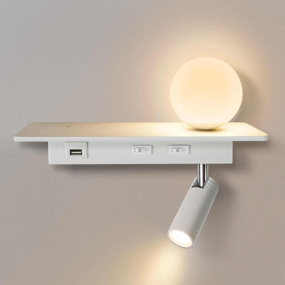 M02 Modern LED Reading Wll Sconce Adjustable with USB Port for Bedroom