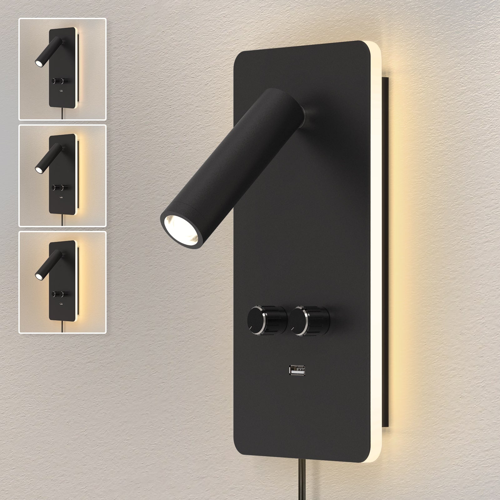 M04 Wall Lamp with Stepless Dimming & USB Charging - Modern Living Room Lighting