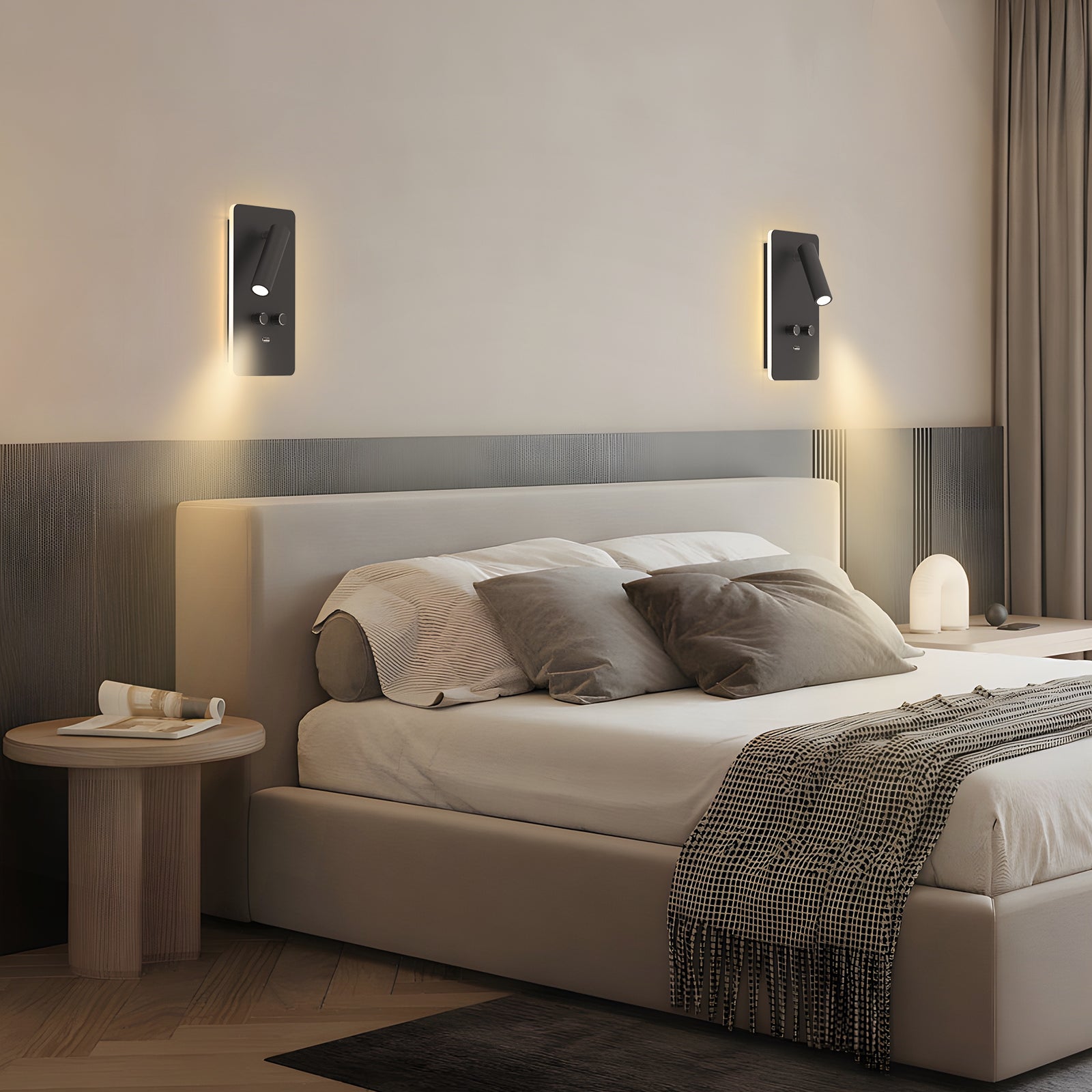 M04 Stepless Dimming LED Wall Sconce with USB Port – Perfect for Bedroom Lighting