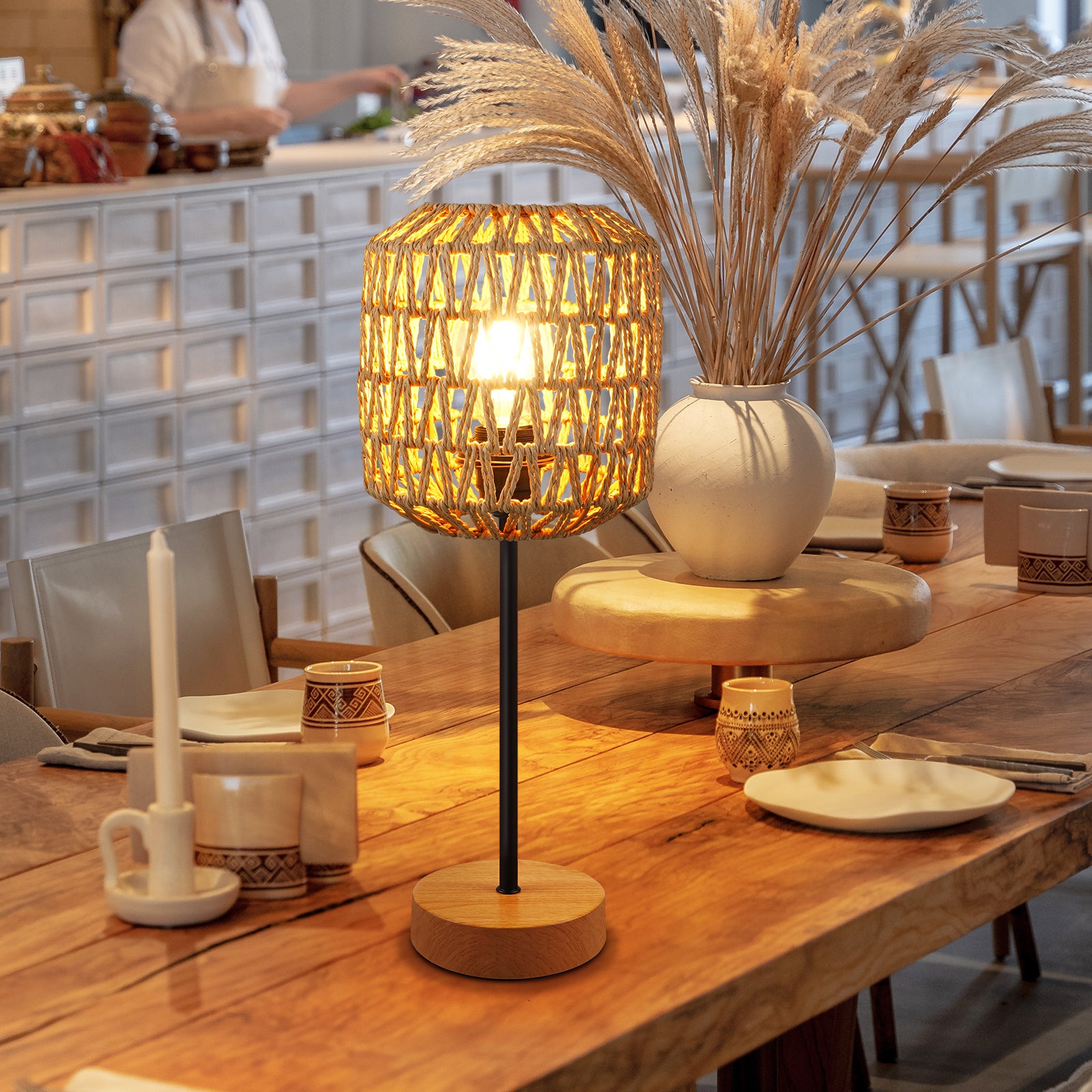 N02 Bohemian Rattan Dining Room Table Lights