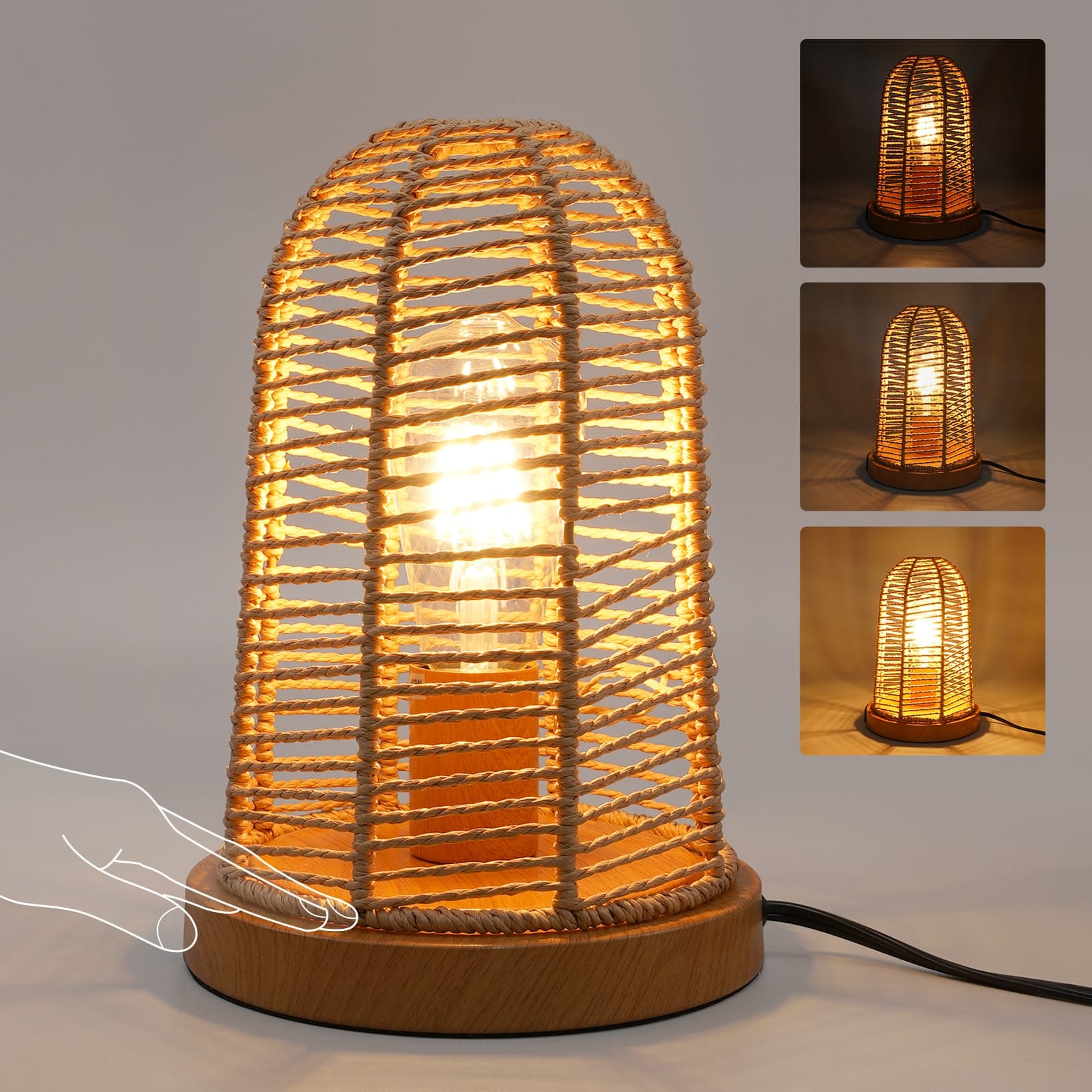 N04 3- Way Dimmable Touch Control Boho Table Lamp for Living Room