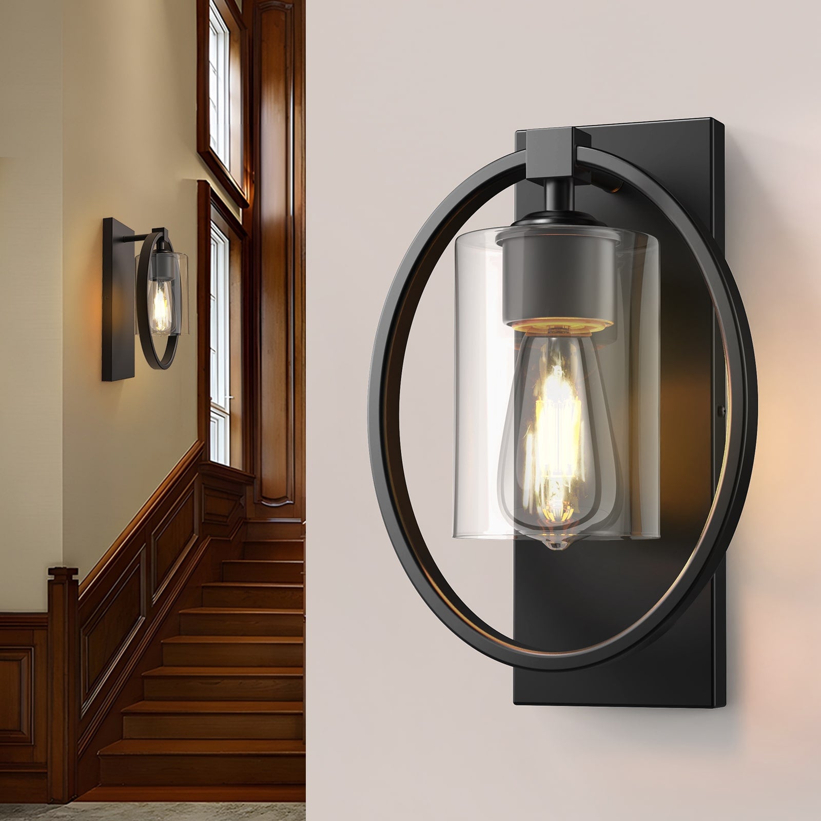 V02 Vintage Ring Hardwired Wall Sconce – Versatile&Warm Lighting for All Home Styles