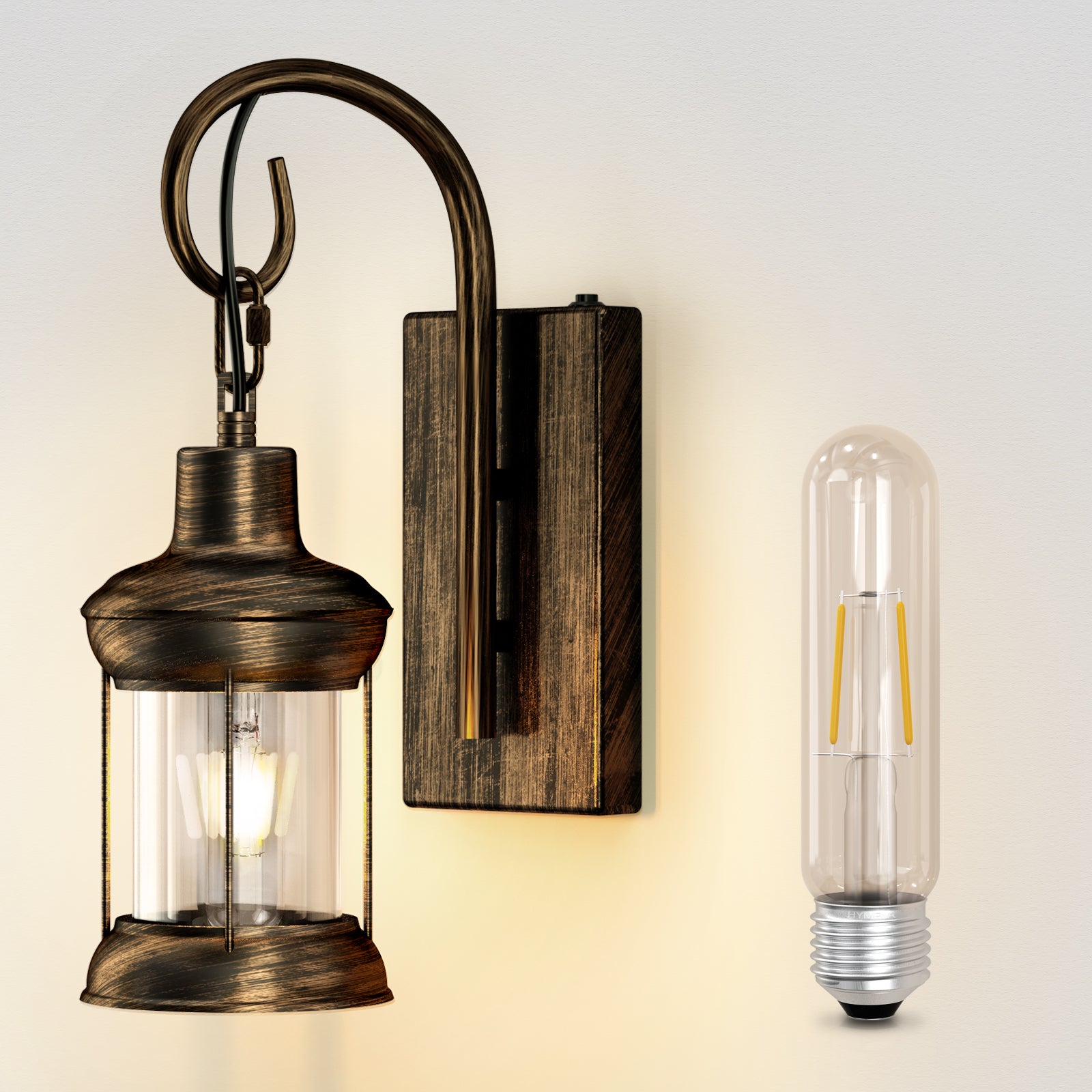 V04  Rechargeable Vintage Battery-Operated Wall Lights for All Home Styles (Bulb Included)