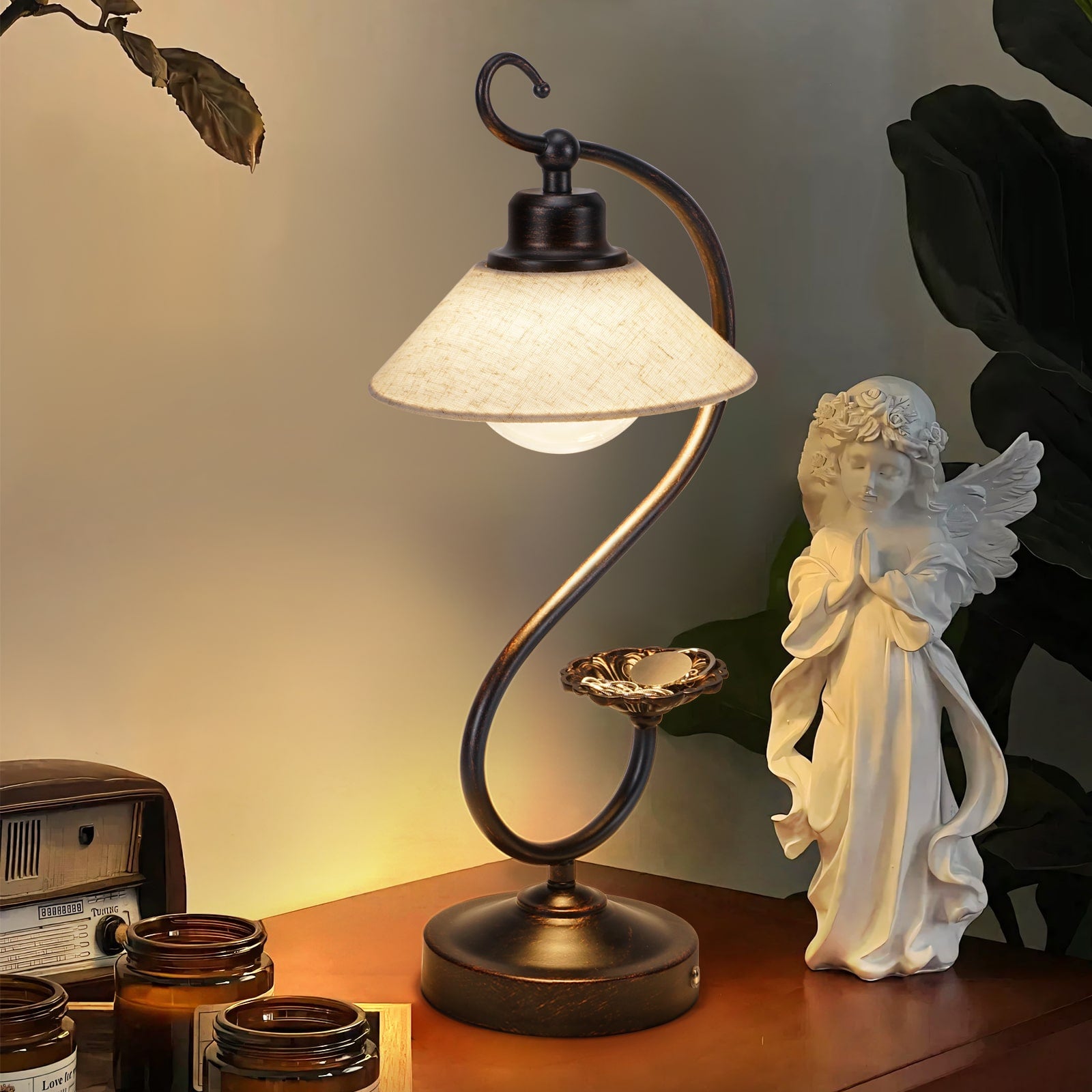 V05 Vintage Flower Table Lamp - Dimmable LED Nightstand Lamps