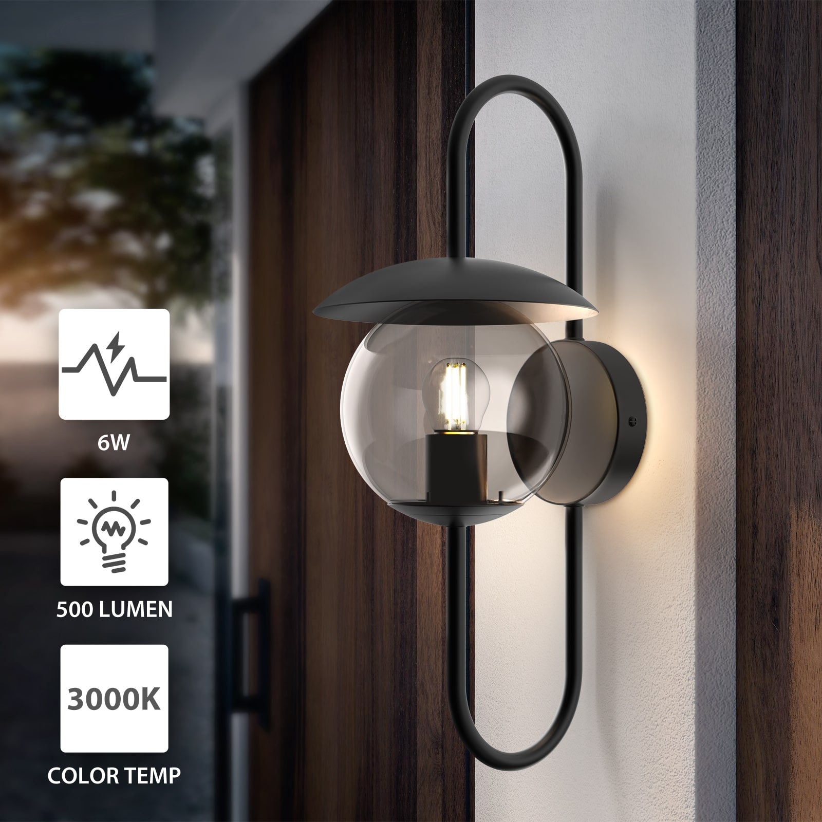 V05  Kitchen Wall Light With Glass Lampshade Waterproof and Rust-Proof