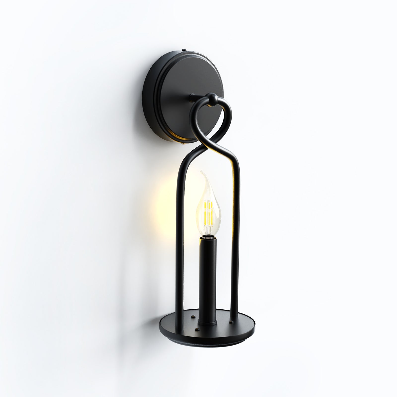 V06 Matte Black Candle Wall Light Vintage Style for Outdoor