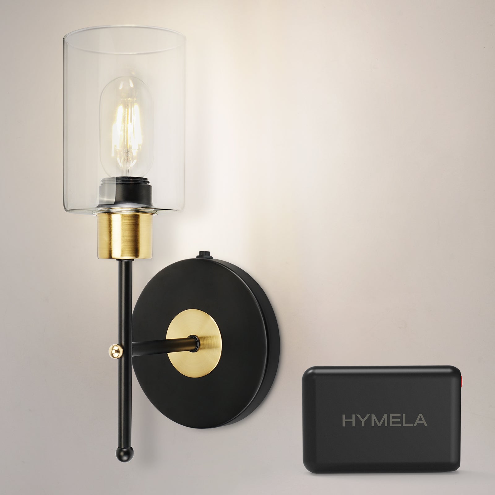 C01 Rechargeable Wall Sconces Battery Operated with Clear Glass Shade