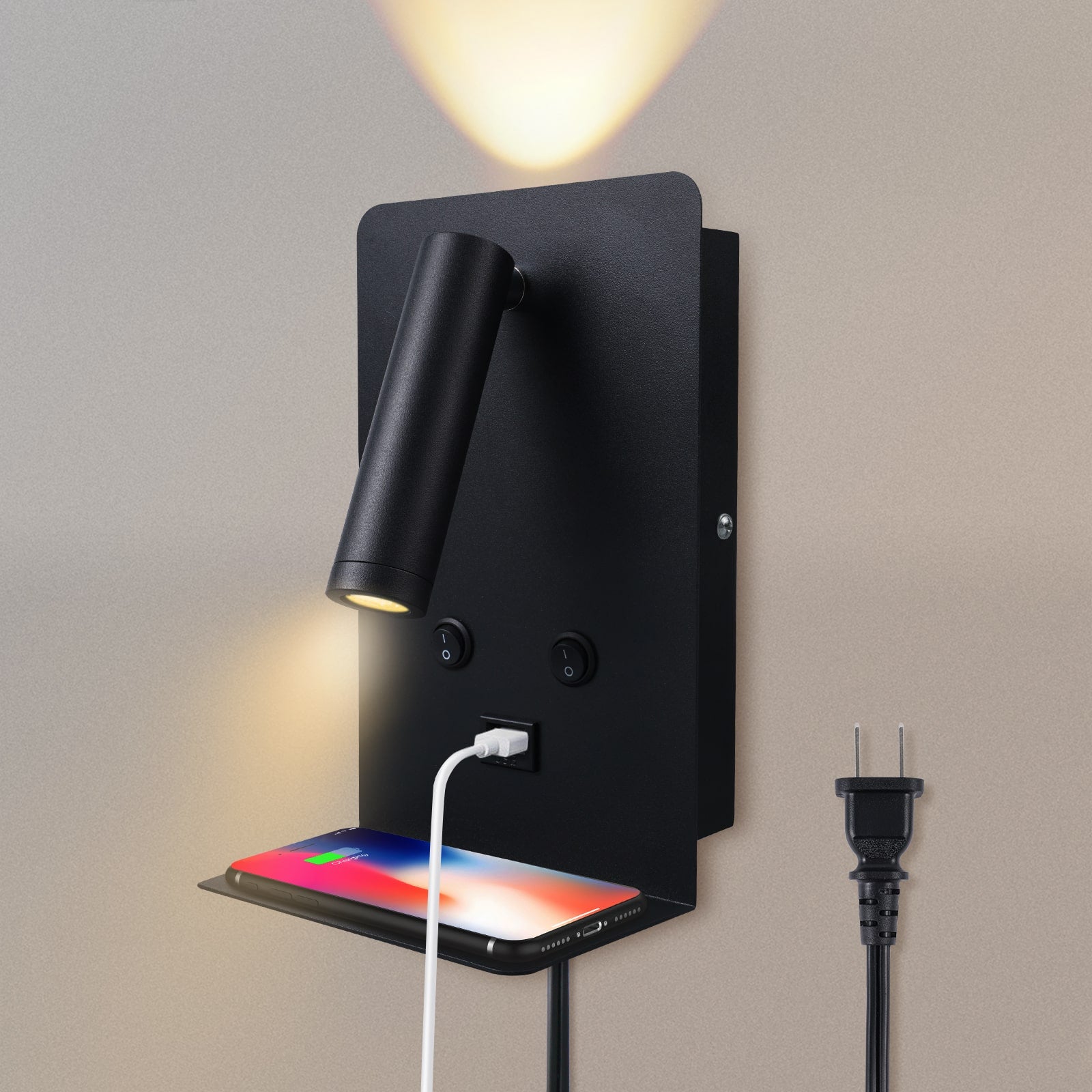 M03 Bathroom Wall Lamp Rotatable With USB Charging Port